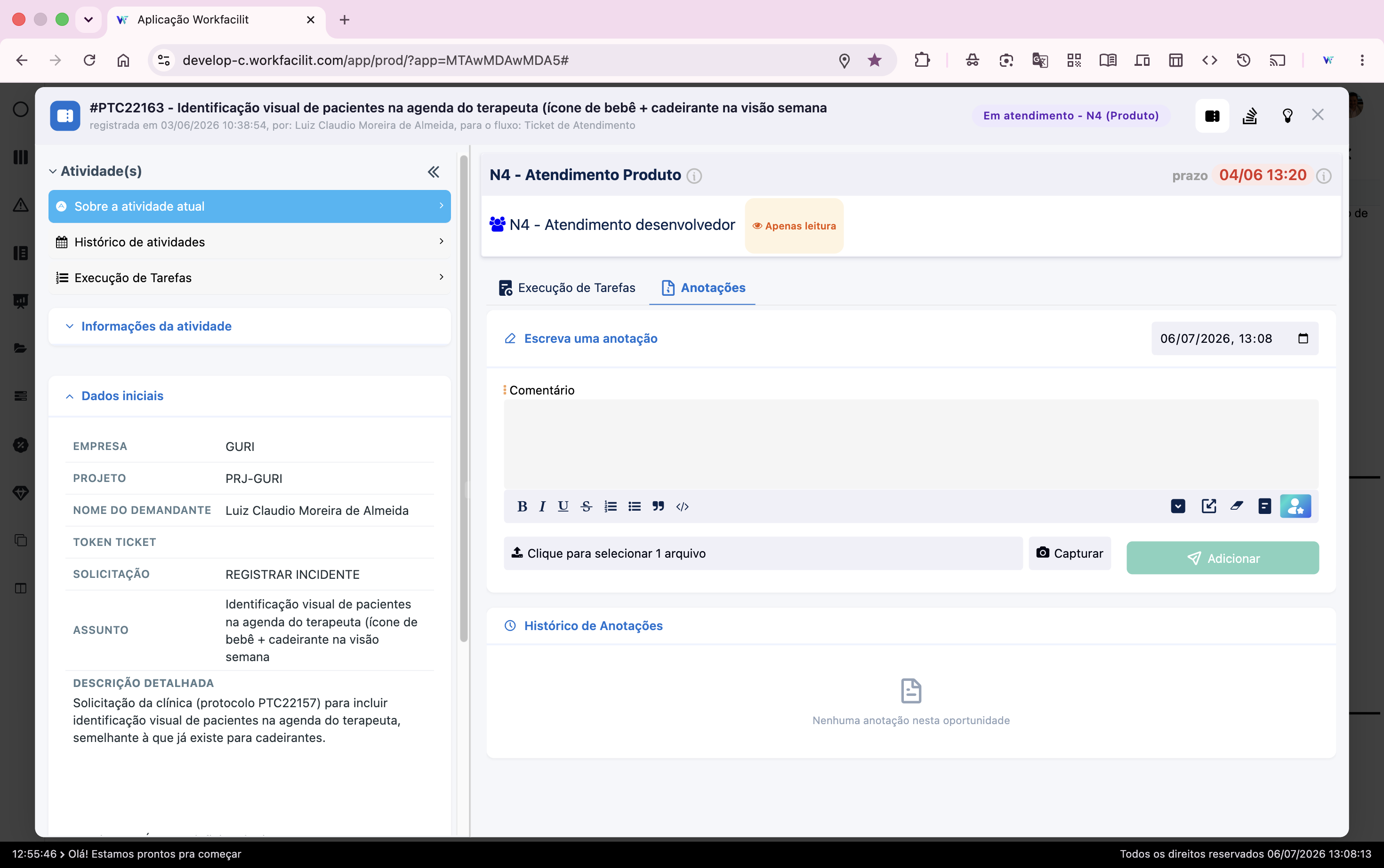 Consulta de demanda em workflow